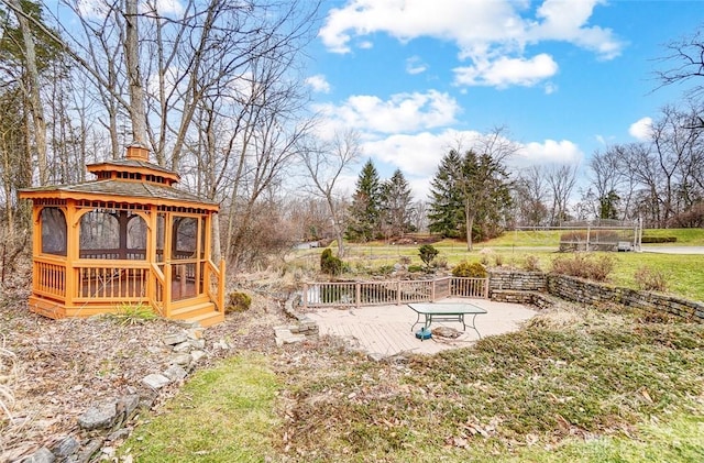 view of yard with a gazebo