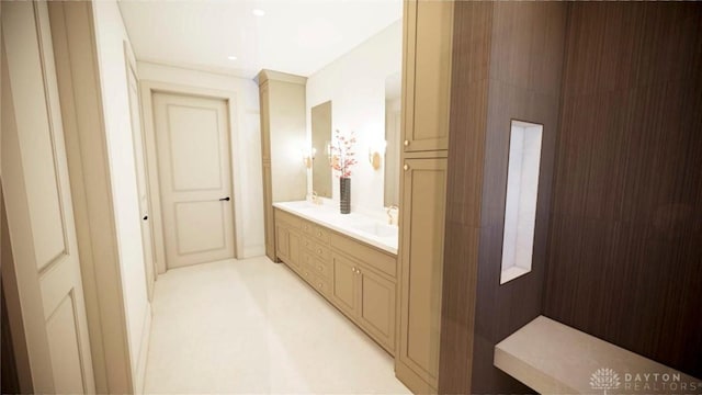 bathroom with double vanity and a sink