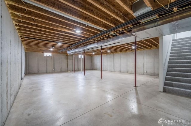 basement featuring stairway