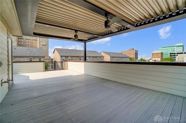 121 Lowe Ln, Dayton, OH 45402 - wooden terrace with a city view and a ceiling fan