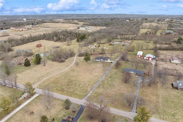 aerial view with a rural view