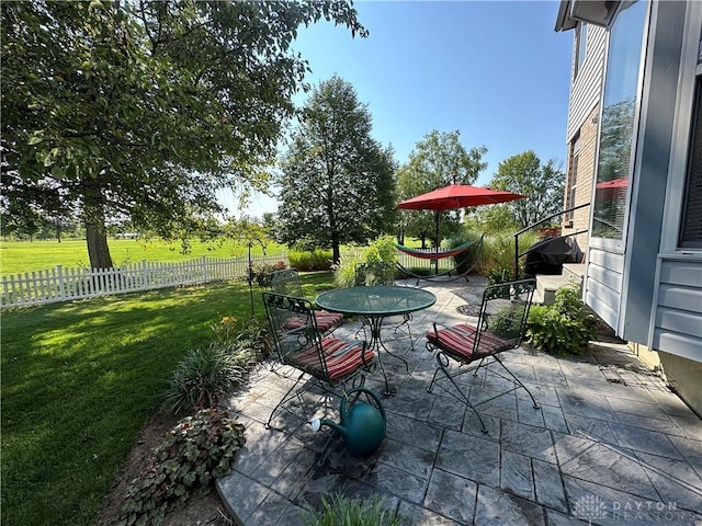 view of patio / terrace with fence and outdoor dining space