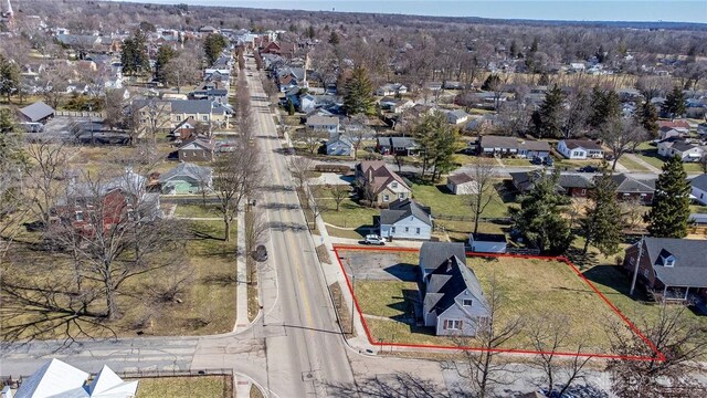 543 W Market St, Germantown, OH 45327 - aerial perspective of suburban area featuring property parcel outlined