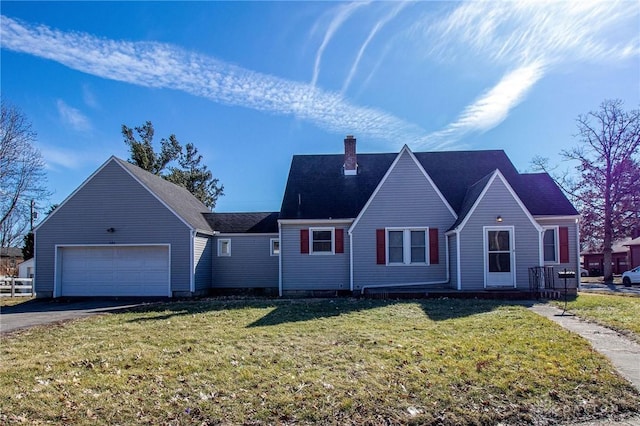 543 W Market St, Germantown, OH 45327 - view of front of home featuring a chimney, asphalt driveway, and a front yard