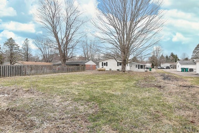 view of yard featuring fence