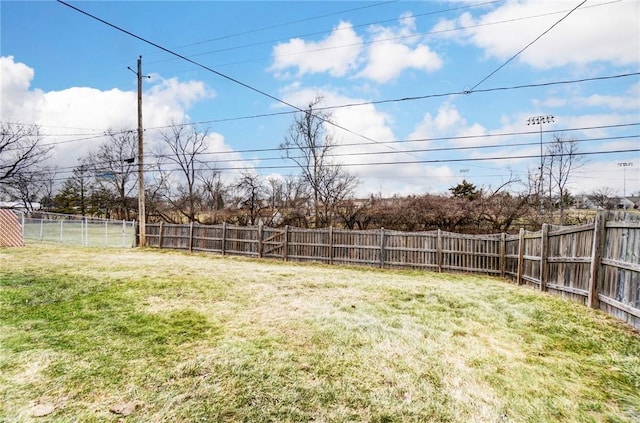 view of yard featuring a fenced backyard