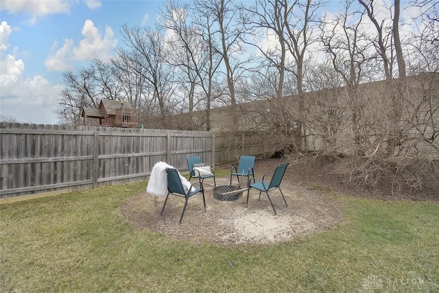 view of yard with a fenced backyard