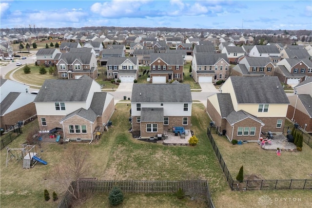 aerial view with a residential view