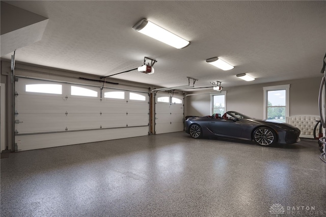 garage with a garage door opener