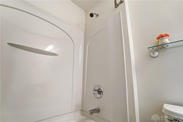 full bathroom with shower / tub combination and toilet