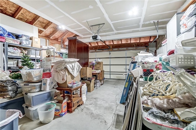 garage with a garage door opener