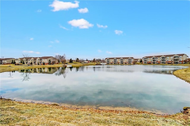 view of water feature with a residential view