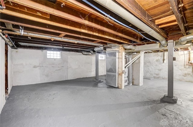 basement with heating unit