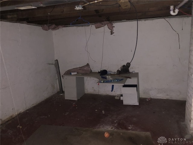 view of unfinished basement