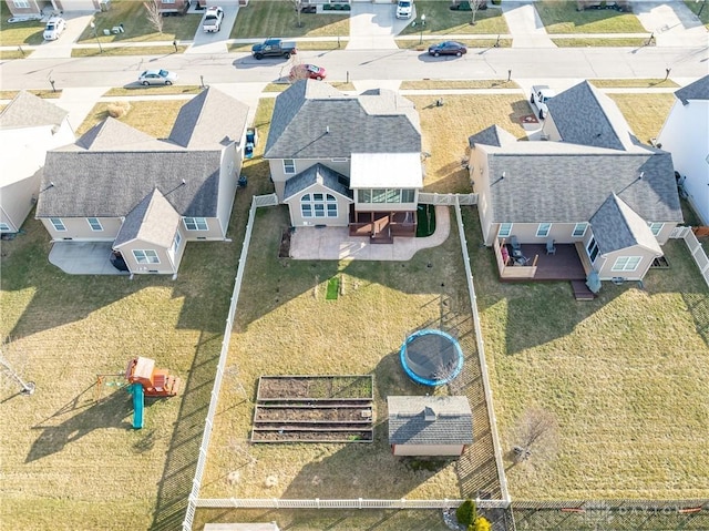 drone / aerial view with a residential view