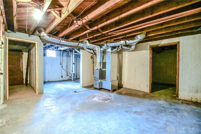 basement with heating unit