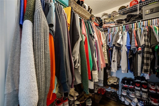 walk in closet featuring wood finished floors