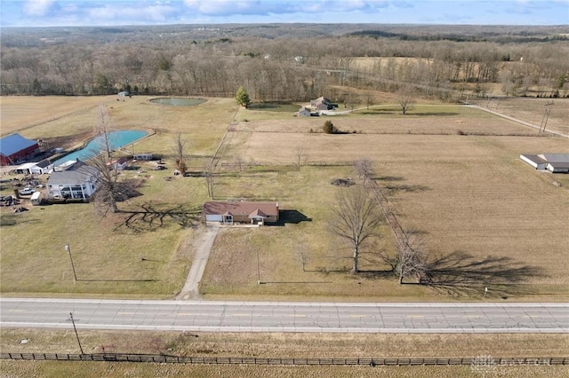 bird's eye view with a rural view