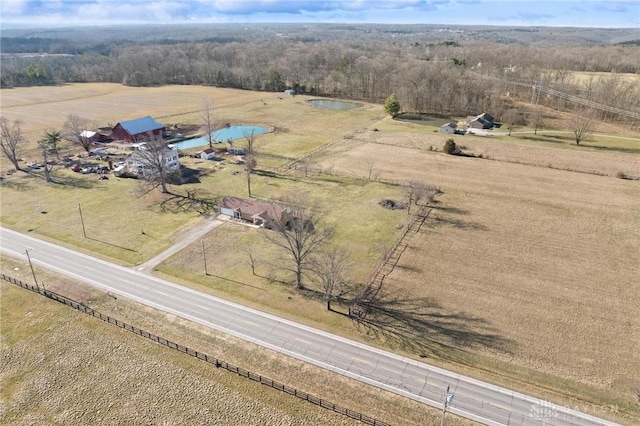 drone / aerial view with a rural view