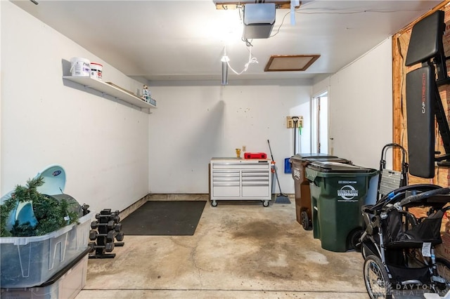 garage with a garage door opener