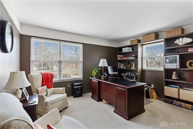 office featuring light colored carpet