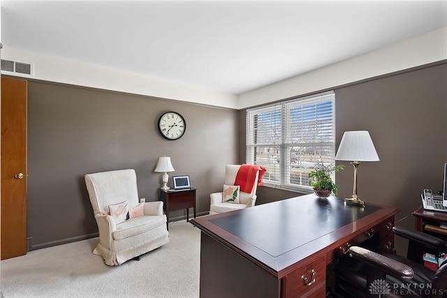 carpeted office featuring visible vents