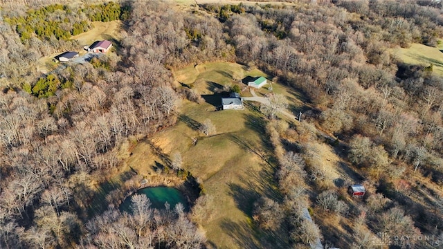 aerial view with a wooded view