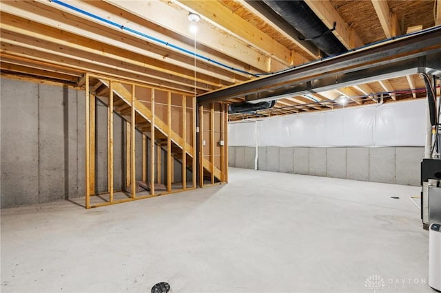 view of unfinished basement