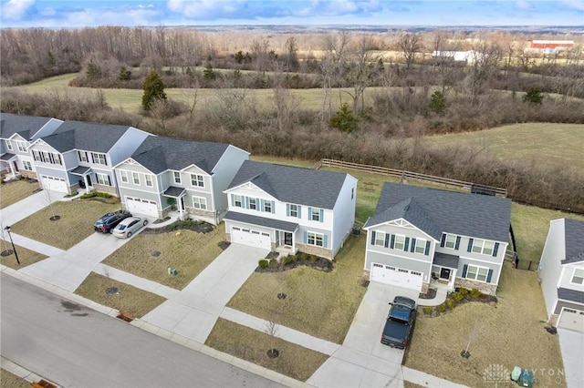 aerial view with a residential view