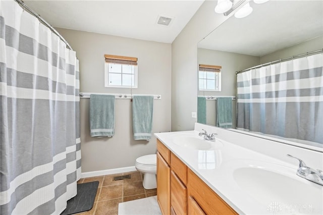 full bath with visible vents, a sink, and tile patterned floors