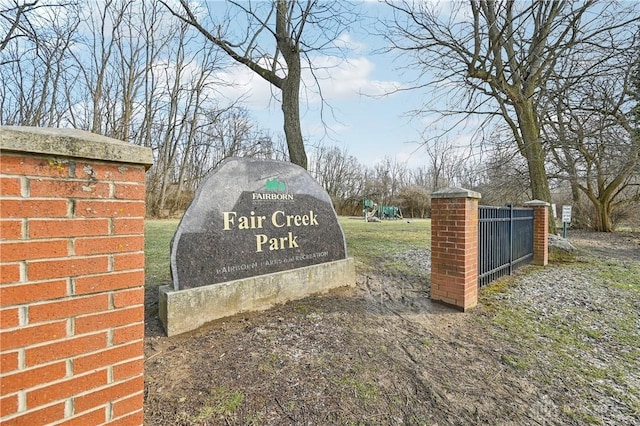 view of community sign