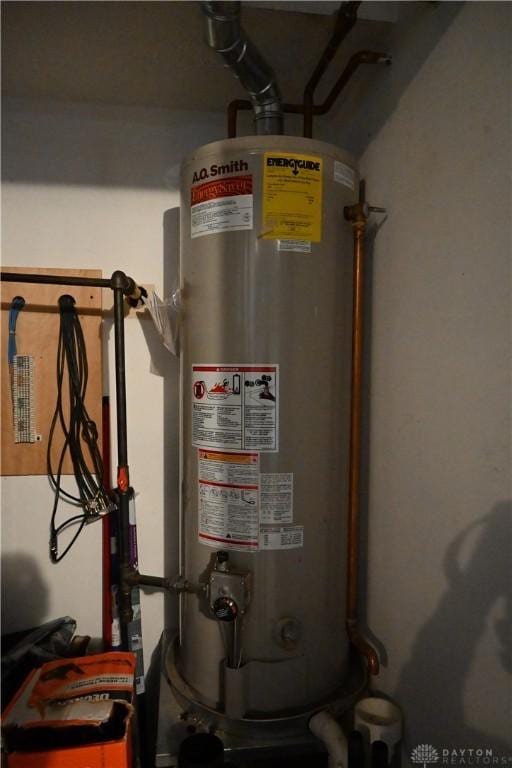 utility room with gas water heater