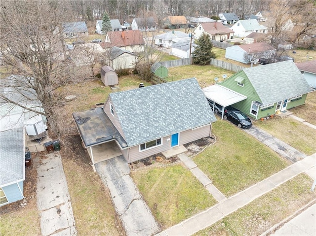 aerial view with a residential view