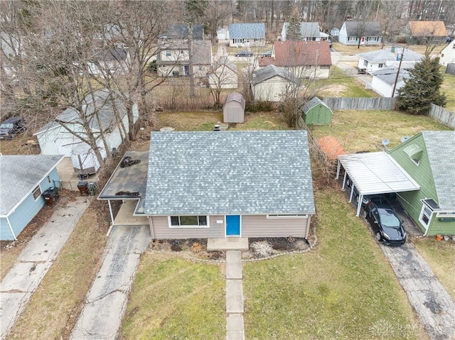 birds eye view of property featuring a residential view