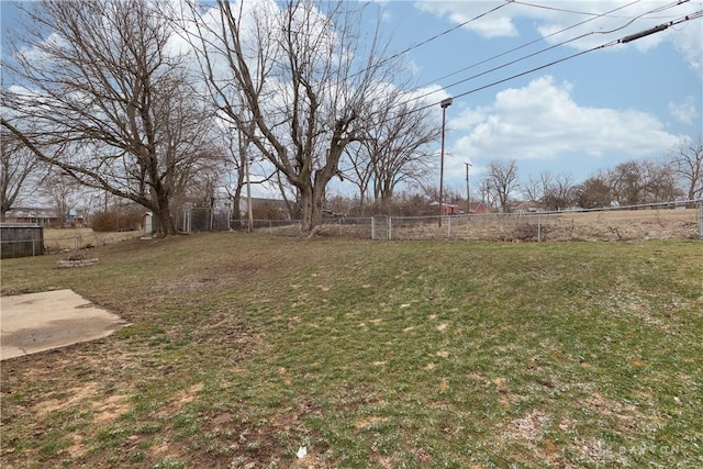 view of yard featuring a fenced backyard