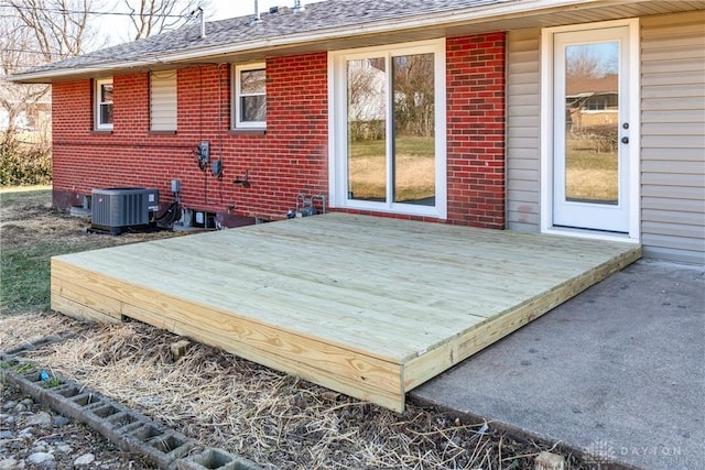 wooden deck with central AC