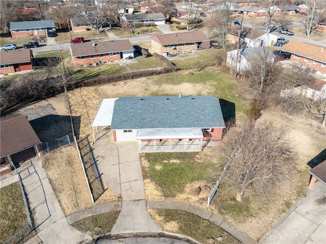 aerial view featuring a residential view