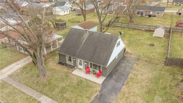 aerial view with a residential view