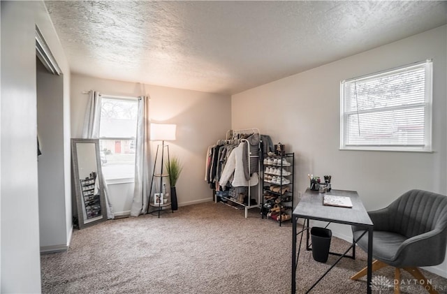 147 Mccraw Dr, Englewood, OH 45322 - home office featuring a textured ceiling and carpet floors