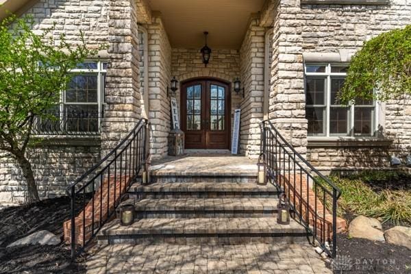 view of exterior entry with french doors