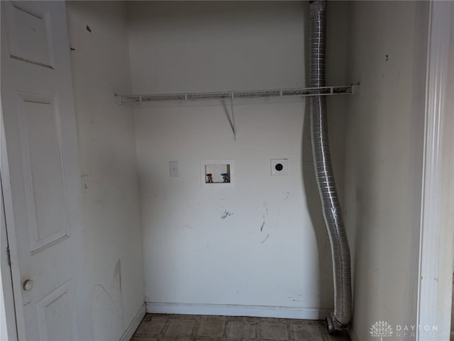 laundry area featuring hookup for an electric dryer, washer hookup, and laundry area