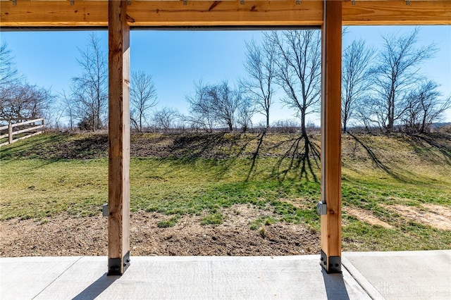 view of yard with a patio and fence