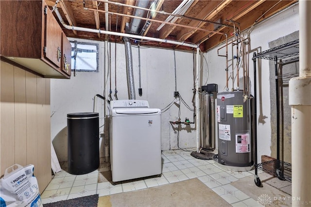 utilities featuring washer / clothes dryer and water heater