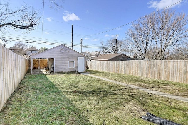 view of yard with a fenced backyard