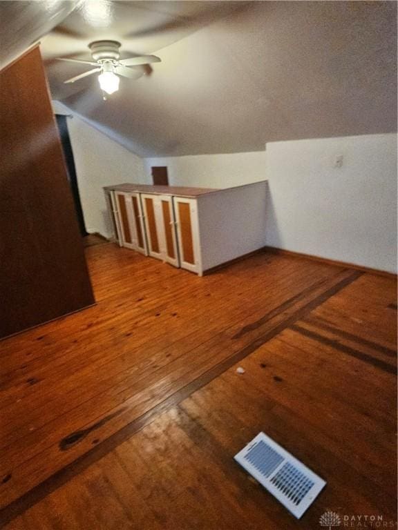 25 Redwood Ave, Dayton, OH 45405 - additional living space featuring ceiling fan, visible vents, wood finished floors, and vaulted ceiling