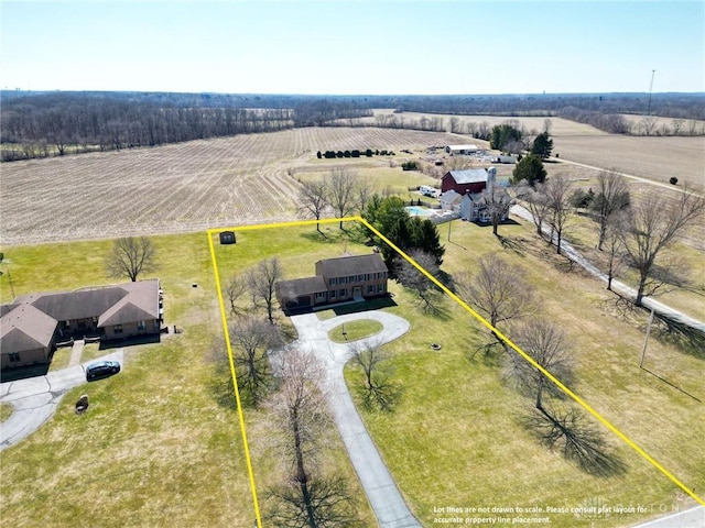 drone / aerial view featuring a rural view