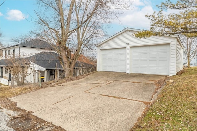 view of detached garage