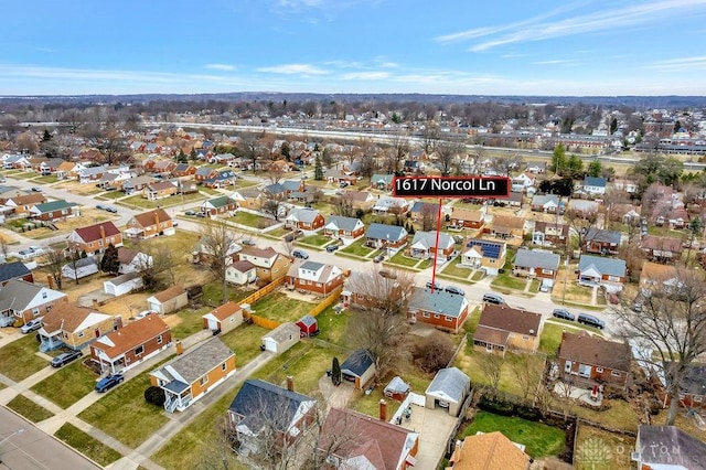 drone / aerial view with a residential view