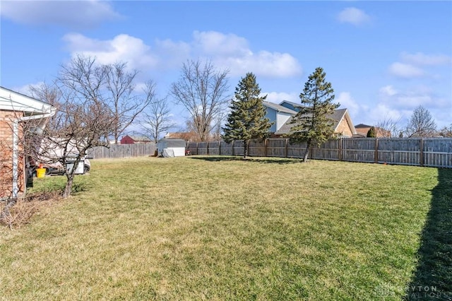 view of yard featuring a fenced backyard