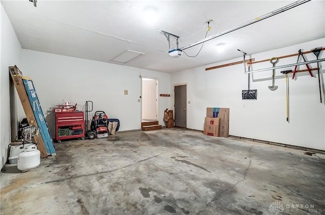 garage with a garage door opener